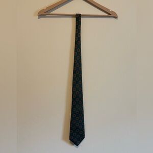 Oscar de la Renta Teal and Red Patterned Tie